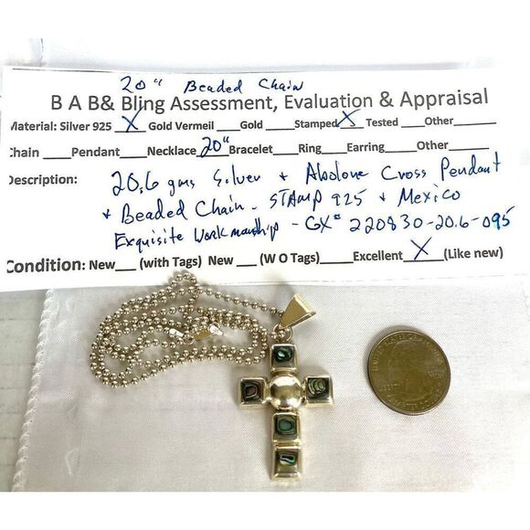 GX# Abalone & Sterling 925 Silver Cross Pendand - Picture 10 of 10